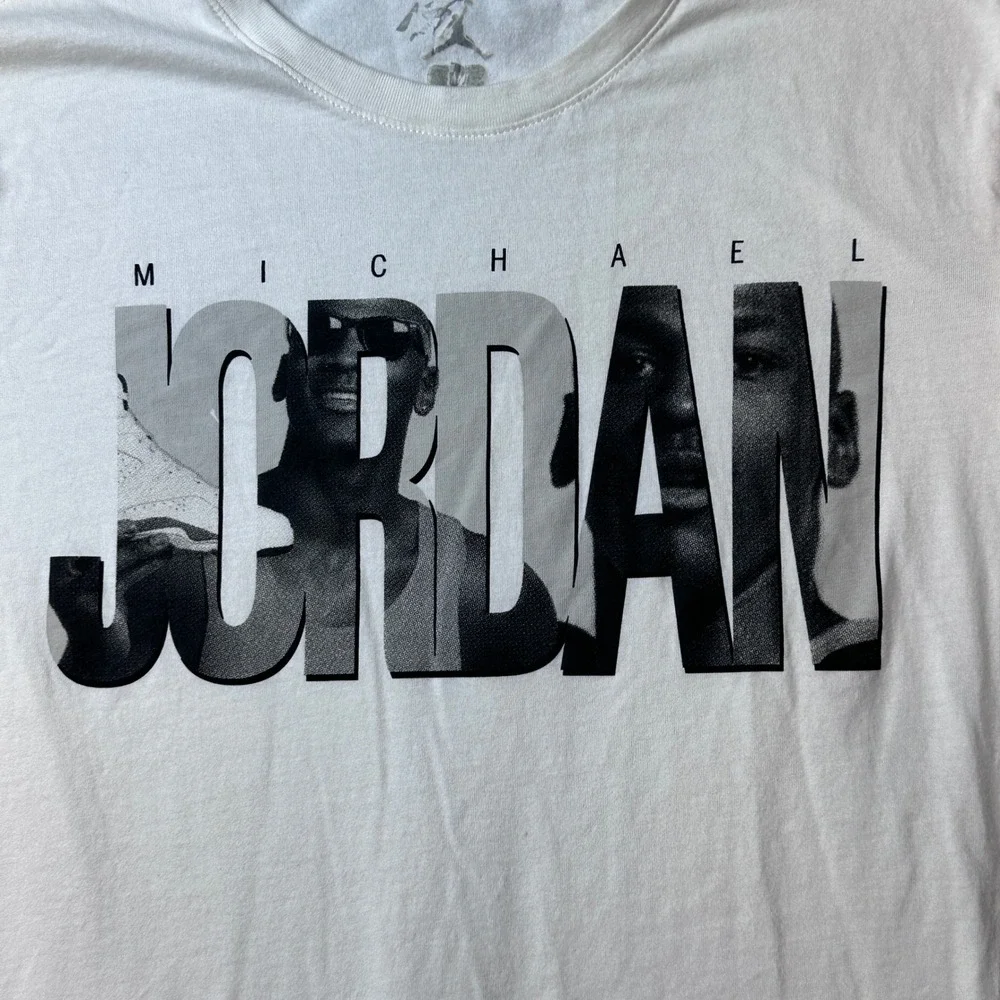 Jordan T-Shirt Mens M White Michael Jordan Photo Graphic Tee 833929-100 Cotton